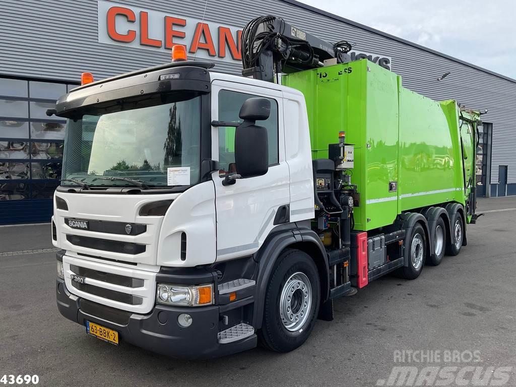 Scania P 360 Faun 18m³ + Hiab crane + Underground Contain Müllwagen