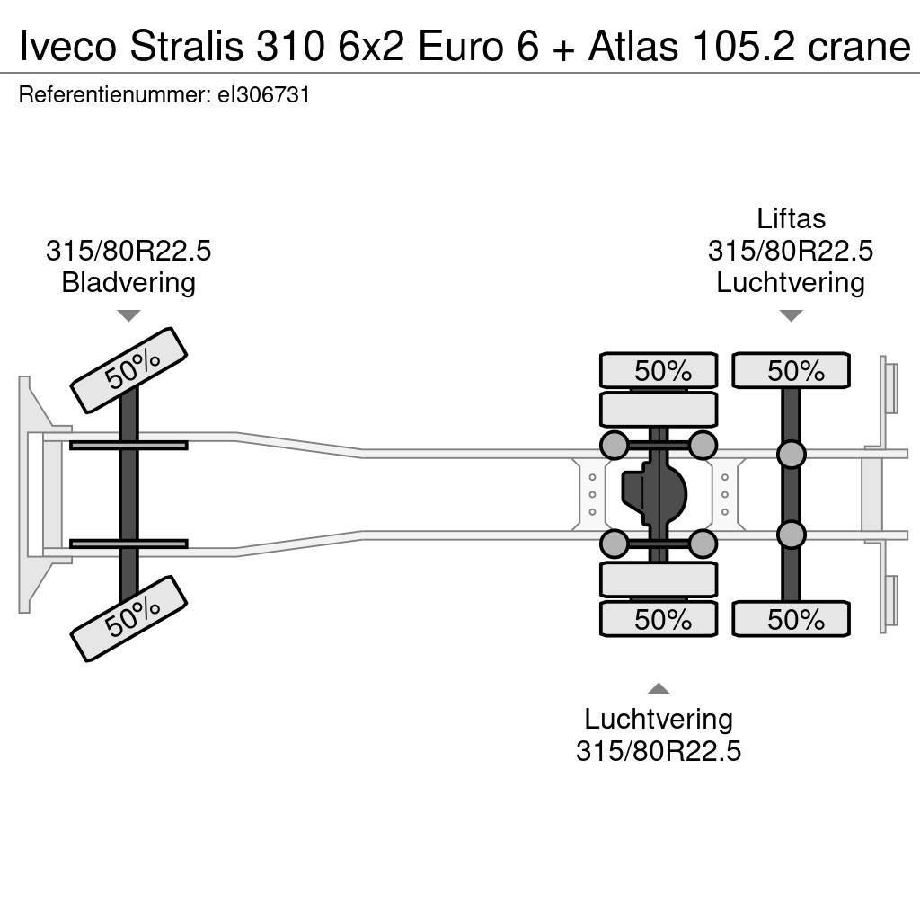 Iveco Stralis 310 6x2 Euro 6 + Atlas 105.2 crane Pritschenwagen/Pritschenwagen mit Seitenklappe