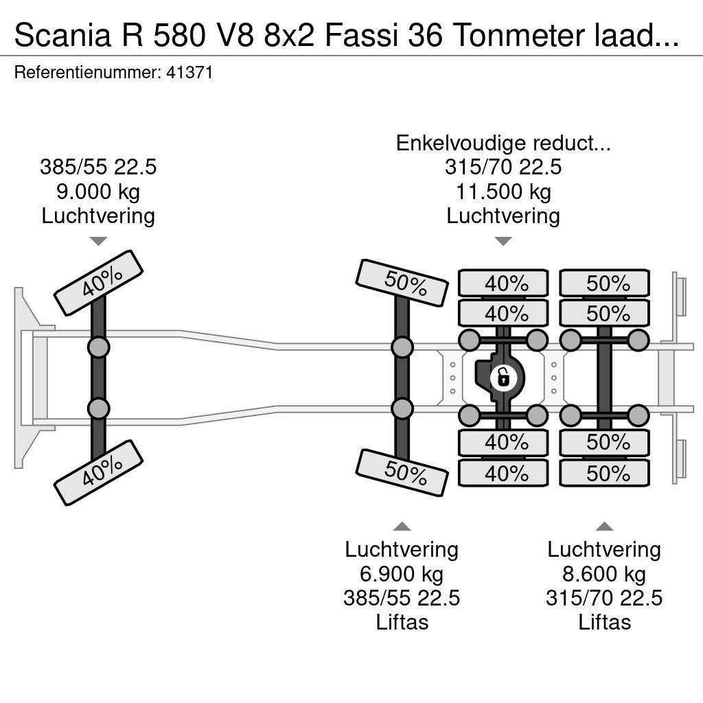 Scania R 580 V8 8x2 Fassi 36 Tonmeter laadkraan + Fly jib All-Terrain-Krane