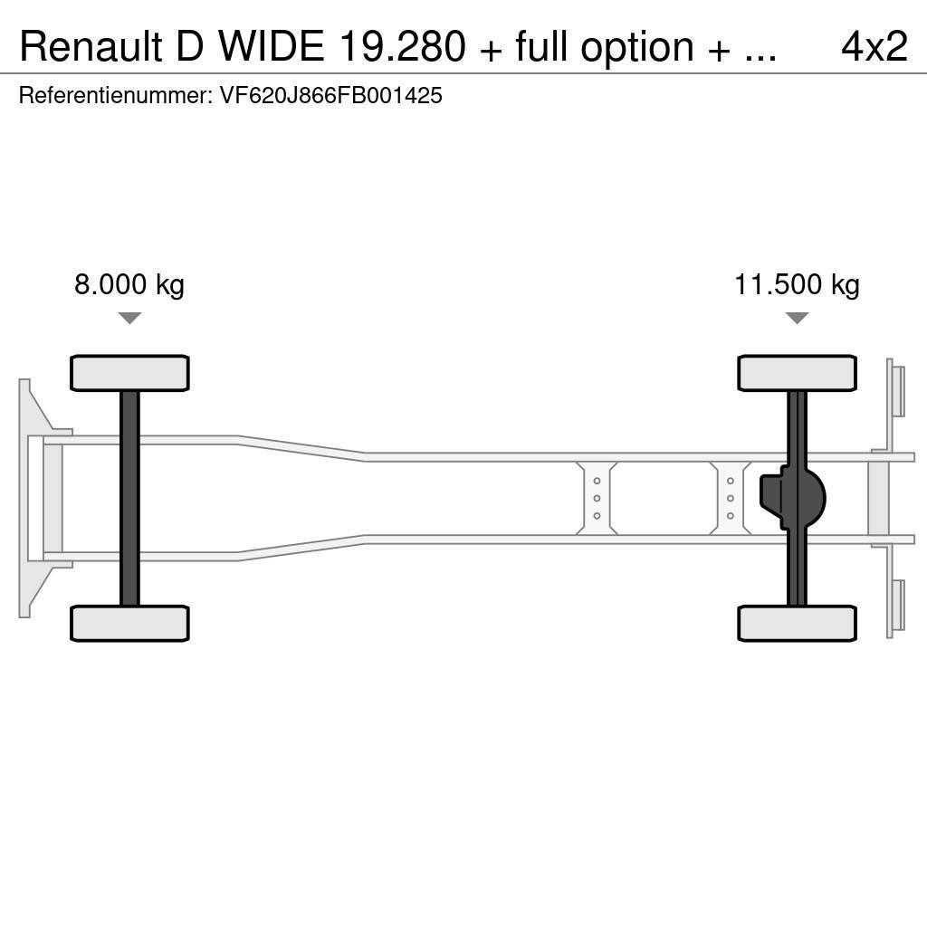 Renault D WIDE 19.280 + full option + REMOTE + EURO 6 HIAB Kipplader